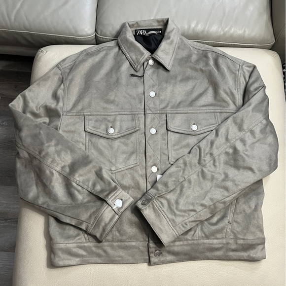 Zara Men's Faux Suede Classic Boxy Fit Jacket - Size L - Picture 7 of 11